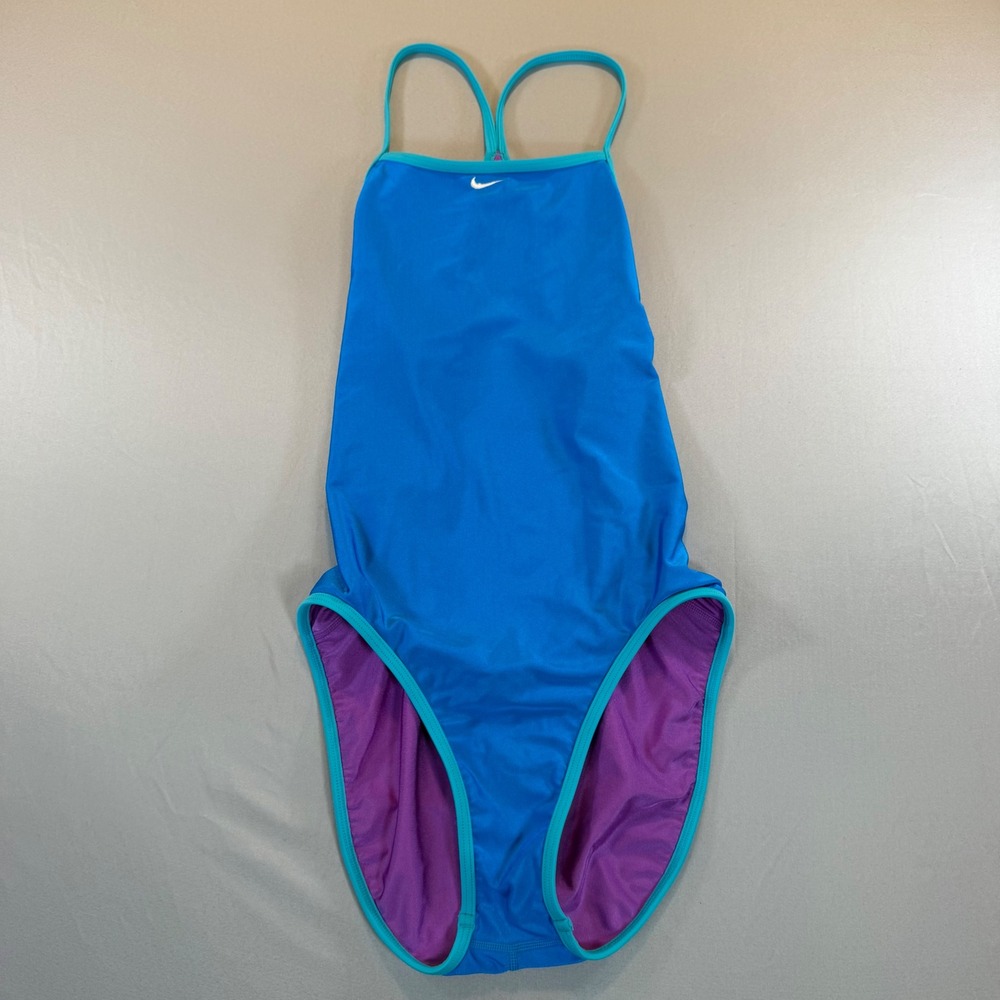 Nike Womens One Piece Swimsuit Y2K Vintage Style Retro Racerback Medium‎ No Tag